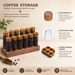 CARLA HOME Glass Coffee Bean Storage Tubes, 12 Pack Wooden Stand (60ml 20g)