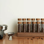 CARLA HOME Glass Coffee Bean Storage Tubes, 12 Pack Wooden Stand (60ml 20g)