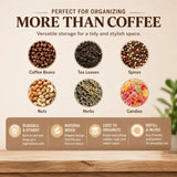 CARLA HOME Glass Coffee Bean Storage Tubes, 12 Pack Wooden Stand (60ml 20g) - Close-Up Angle