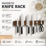 CARLA HOME Magnetic Knife Holder Wall Mounted, Wood Strip, Brown (40cm) - Front View