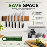 CARLA HOME Magnetic Knife Holder Wall Mounted, Wood Strip, Brown (40cm) - Top-Down View