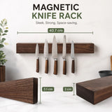 CARLA HOME Magnetic Knife Holder Wall Mounted, Wood Strip, Brown (40cm) - 45-Degree Angle