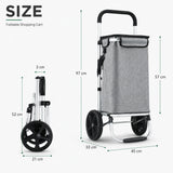 CARLA HOME Foldable Shopping Trolley, Aluminium Cart, 45L, Waterproof, Grey - Top-Down View