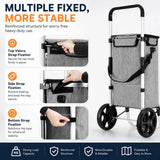 CARLA HOME Foldable Shopping Trolley, Aluminium Cart, 45L, Waterproof, Grey - Rear View