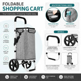 CARLA HOME Foldable Shopping Trolley, Aluminium Cart, 45L, Waterproof, Grey - Close-Up Angle
