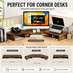 CARLA HOME Dual Monitor Stand Riser, Adjustable Length and Angle, Brown