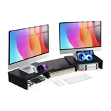 CARLA HOME Dual Monitor Stand Riser, Adjustable Length and Angle, Black