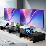 CARLA HOME Dual Monitor Stand Riser, Adjustable Length and Angle, Black - Front View