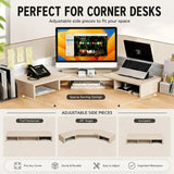 CARLA HOME Dual Monitor Stand Riser, Adjustable Length and Angle, Beige - 45-Degree Angle