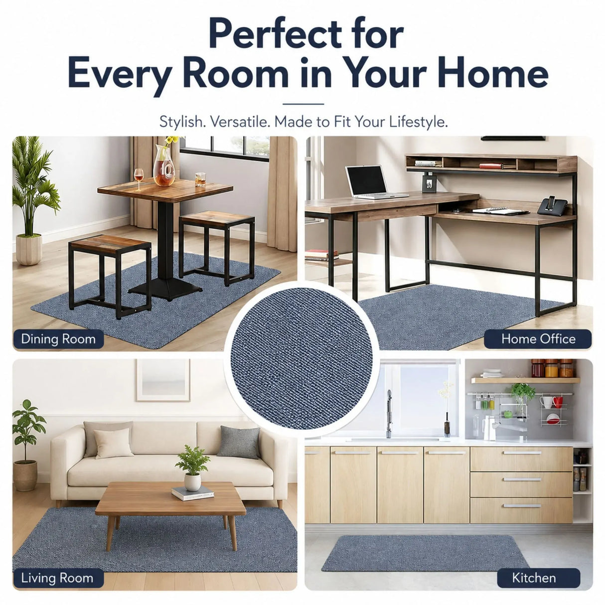 CARLA HOME Office Chair Mat Hard Floor Protector, 120x90 cm, Anti-Slip, Grey