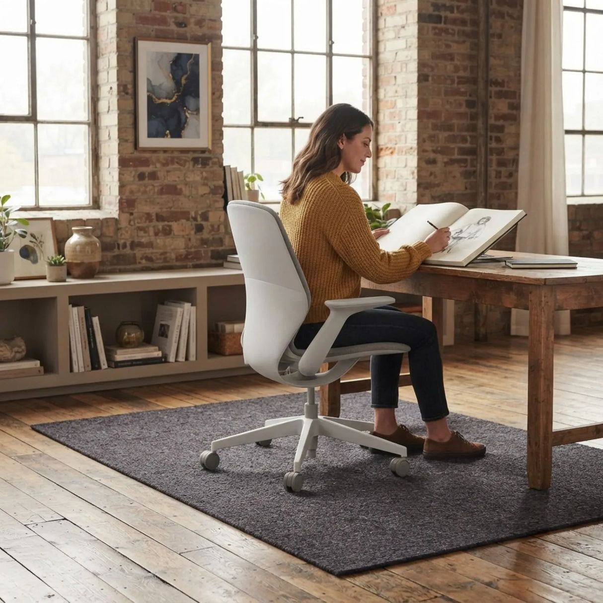 CARLA HOME Office Chair Mat Hard Floor Protector, 120x90 cm, Anti-Slip, Grey