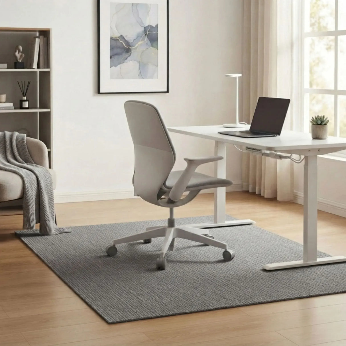 CARLA HOME Office Chair Mat Hard Floor Protector, 120x90 cm, Anti-Slip, White