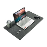 CARLA HOME Felt Desk Mat, Large Mouse Pad 80x40cm, Grey Cotton Linen Fabric