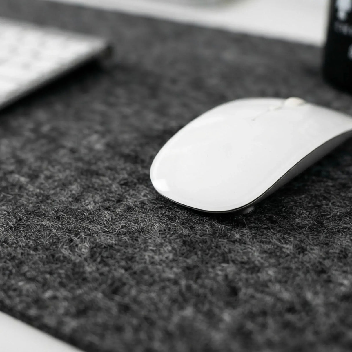 CARLA HOME Felt Desk Mat, Large Mouse Pad 80x40cm, Grey Cotton Linen Fabric