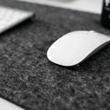 CARLA HOME Felt Desk Mat, Large Mouse Pad 80x40cm, Grey Cotton Linen Fabric - Top-Down View