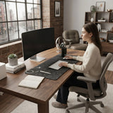 CARLA HOME Felt Desk Mat, Large Mouse Pad 80x40cm, Grey Cotton Linen Fabric - Rear View