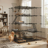 CARLA HOME Large Cat Cage Diy Enclosure, 4 Tier Pet Playpen Cat Kennel - Front View