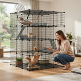 CARLA HOME Large Cat Cage Diy Enclosure, 4 Tier Pet Playpen Cat Kennel - 45-Degree Angle