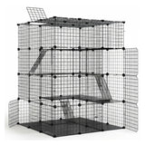 CARLA HOME Large Cat Cage Diy Enclosure, 4 Tier Pet Playpen Cat Kennel - Low Angle