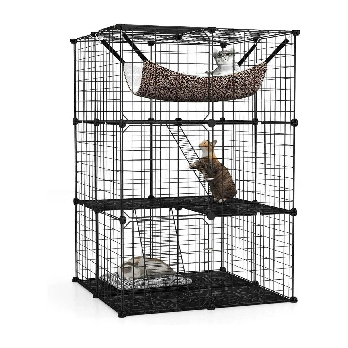 CARLA HOME Large Cat Cage Diy Enclosure, 3 Tier Pet Playpen Cat Kennel