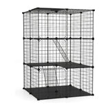CARLA HOME Large Cat Cage Diy Enclosure, 3 Tier Pet Playpen Cat Kennel - Low Angle