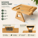 CARLA HOME Bamboo Sofa Arm Tray, 360° Rotating Phone Holder Clip, Couch cup - Side View
