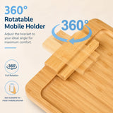 CARLA HOME Bamboo Sofa Arm Tray, 360° Rotating Phone Holder Clip, Couch cup - Close-Up Angle