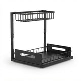 CARLA HOME 2 Tier Under Sink Organiser - Sliding Drawer - Black - Adjustable Under Sink Organiser - Extra Image