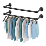 CARLA HOME 2-Pack Wall Mounted Industrial Pipe Clothes Rack - Black - Storage Rack