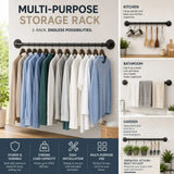 CARLA HOME 2-Pack Wall Mounted Industrial Pipe Clothes Rack - Black - Storage Rack - Rear View
