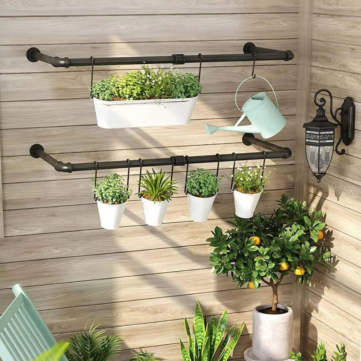 CARLA HOME 2-Pack Wall Mounted Industrial Pipe Clothes Rack - Black - Storage Rack