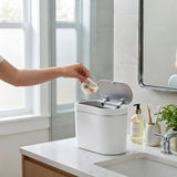 CARLA HOME 2-Pack Motion Sensor Trash Can - Touchless Bin - White - Smart Sensor Trash Can - Low Angle