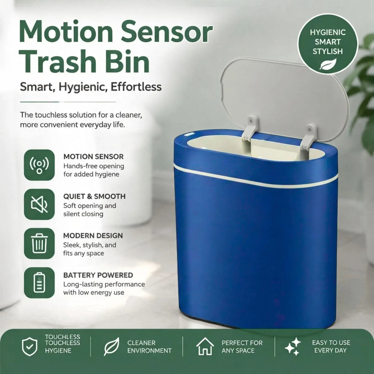 CARLA HOME 2-Pack Motion Sensor Trash Can - Touchless Bin - Blue - Smart Sensor Trash Can