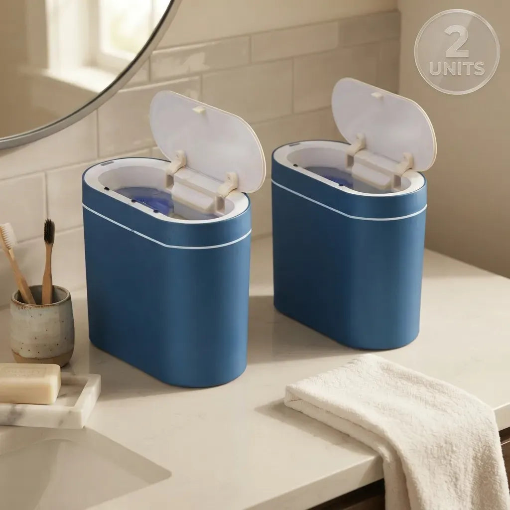 CARLA HOME 2-Pack Motion Sensor Trash Can - Touchless Bin - Blue - Smart Sensor Trash Can