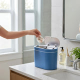 CARLA HOME 2-Pack Motion Sensor Trash Can - Touchless Bin - Blue - Smart Sensor Trash Can - Low Angle