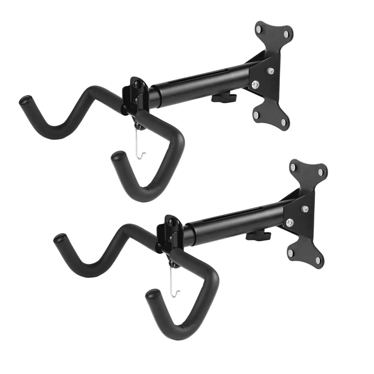 CARLA HOME 2-Pack Bike Wall Mount Rack - Adjustable Hook - Black - Adjustable Fixed Bike