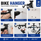 CARLA HOME 2-Pack Bike Wall Mount Rack - Adjustable Hook - Black - Adjustable Fixed Bike - Extra Image