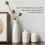 Ceramic Set of 3 Modern White Vases for Home D?cor - Side View
