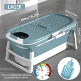 Folding Portable Bathtub Freestanding Spa , Large 148 cm - Side View