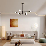 Modern Sputnik Chandelier, 8 Light, Black - 45-Degree Angle