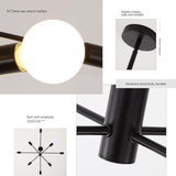 Modern Sputnik Chandelier, 8 Light, Black - Rear View