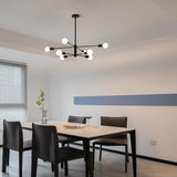 Modern Sputnik Chandelier, 8 Light, Black - Low Angle