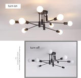 Modern Semi Flush Chandelier, 8 Light, Black - Close-Up Angle
