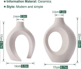 Ceramic Set of 2 Creative White Vases for Home Decor - Front View