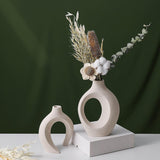 Ceramic Set of 2 Creative White Vases for Home Decor - Side View