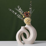 Ceramic Set of 2 Creative White Vases for Home Decor - Top-Down View