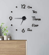 DIY Wall Clock Modern Frameless Large 3D Wall Watch Giant Roman Numerals for Home Living Room and Bedroom (Small) - Low Angle