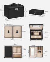 Jewelry Box 3 Layers Organizer Lockable Storage - 45-Degree Angle