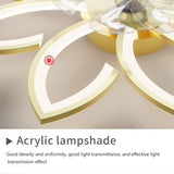 Modern Ceiling Light Fan, Low Profile, 6 Wind Speed, 3 Color (90cm, Gold) - Rear View