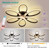 Modern LED Chandelier Light Fixture Dimmable Remote (75 cm) - Side View